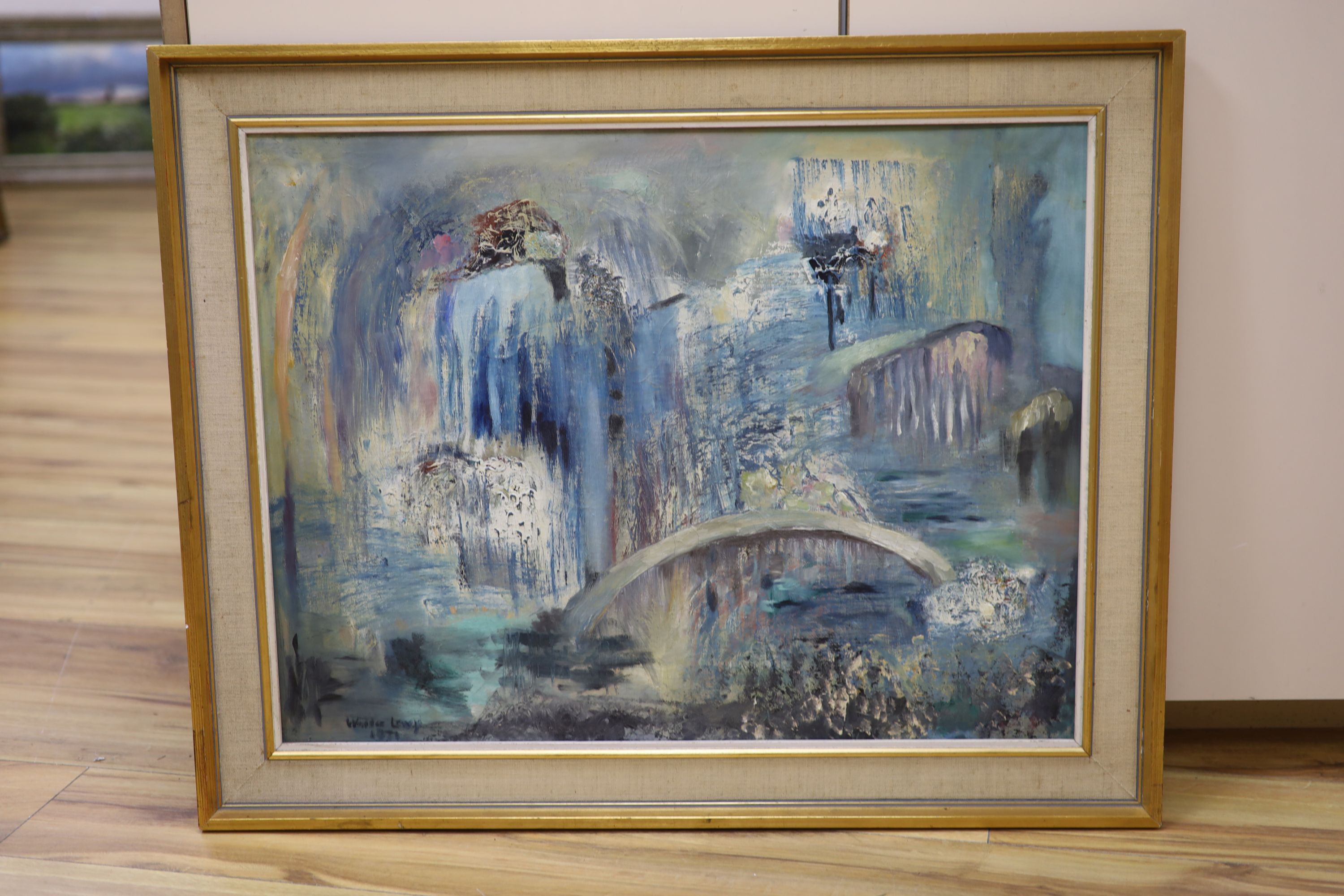 W. Lewy, oil on canvas, Abstract landscape, signed and dated 1971, 50 x 64cm